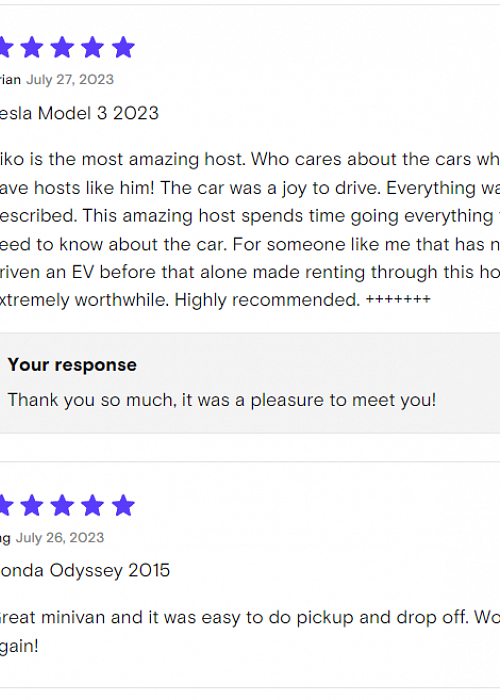 Righteous Rides premium car rentals in New York - testimonial of happy clients screenshot 11